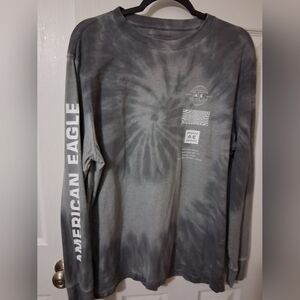 American Eagle Outfitters Charcoal Tie-Dye Long Sleeve Tee